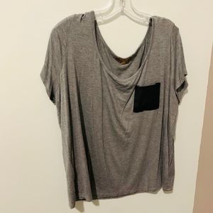 XXL Faux Leather Pocket Top